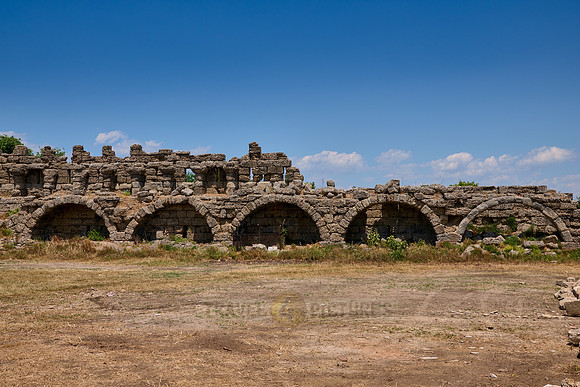 inland city wall in ruins of the Roman city of Side