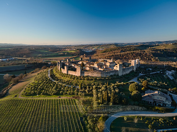 Aerial view of medieval town Monteriggioni