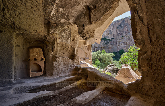 Egritas church with collapsed front wall showing frescos, Ihlara valley