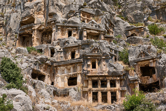 Lycian rock tombs in a rock face of Myra Ancient City