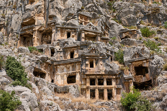 Lycian rock tombs in a rock face of Myra Ancient City