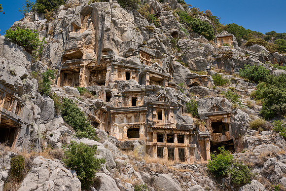 Lycian rock tombs in a rock face of Myra Ancient City