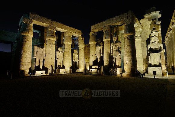night shot Peristyle Courtyard of Ramesses II inside Temple