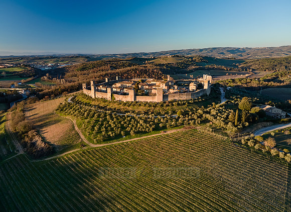 Aerial view of medieval town Monteriggioni