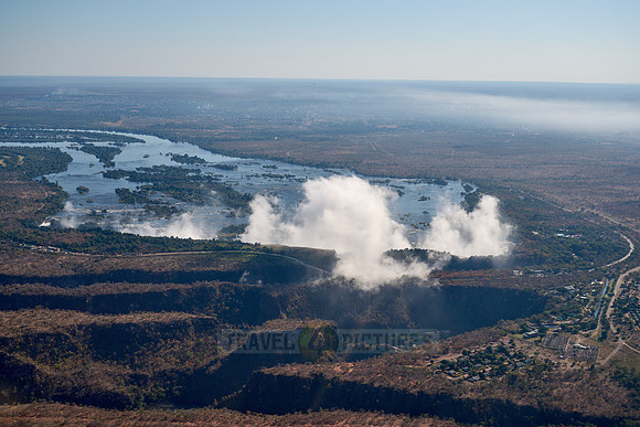 Aerial view from a helicopter of Victoria Falls