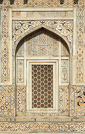 brilliant marble decorated wall with inlay work