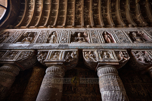 interior shot of Ajanta caves, cave 19