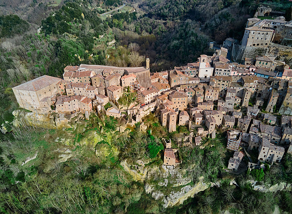 Aerial view of medieval town Sorano