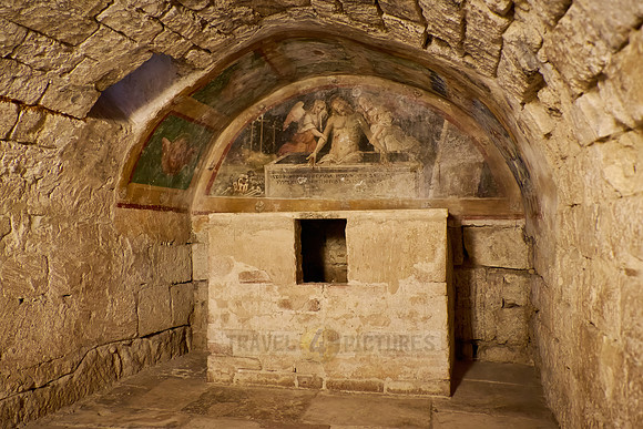 wall painting inside crypt in church of Abbazia di Santantimo abbey