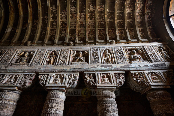 interior shot of Ajanta caves, cave 19