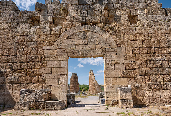 Ancient gate through the city walls into the ruins of Perge