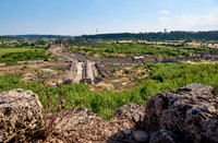 Aerial of columned street in Roman city of Perge