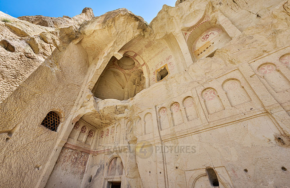 collapsed exterior of underground church in goreme open air museum