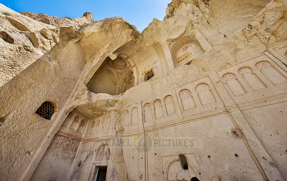 collapsed exterior of underground church in goreme open air museum