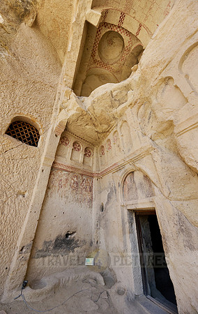 collapsed exterior of underground church in goreme open air museum
