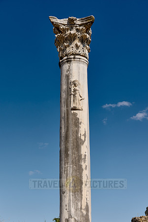 Bas-relief of Artemis on columns of collonnaded street of Perge