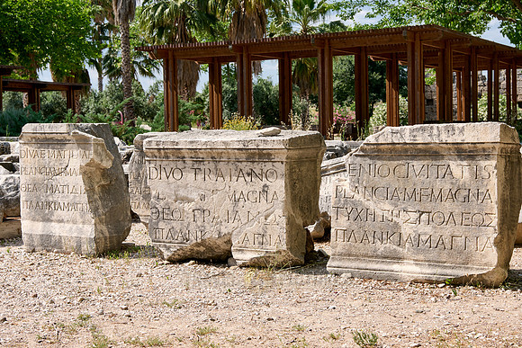 Marble blocks with Roman letters in city of Perge