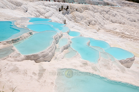 blue pools of Pamukkale travertine terraces