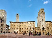 towers of medieval town at Piazza della Cisterna in San Gimignano