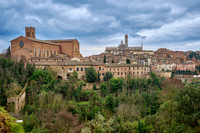 view over Siena with Cathedral and Basilica Cateriniana di San Domenico