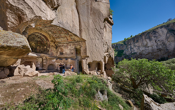 Egritas church with collapsed front wall showing frescos, Ihlara valley