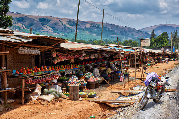 market stalls with fruits and vegetables