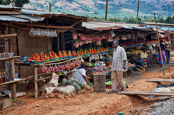market stalls with fruits and vegetables