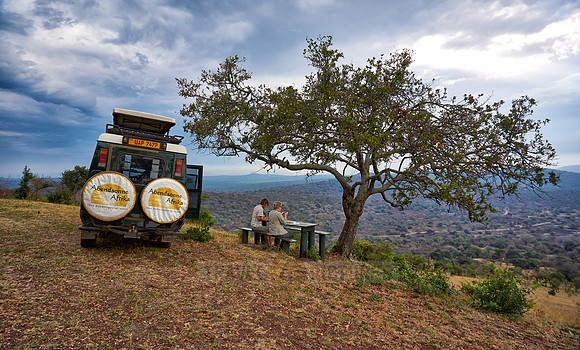 picninc at view point of Lake Mburo