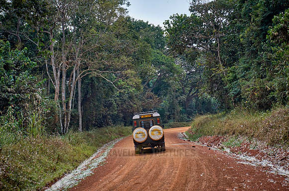 4x4 car on gravel road in Kibale National Park