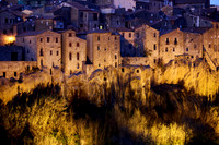 illuminated cityscape of Pitigliano, Tuscany, Italy