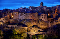 illuminated cityscape of Pitigliano, Tuscany, Italy
