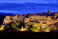 illuminated cityscape of Pitigliano, Tuscany, Italy
