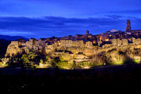 illuminated cityscape of Pitigliano, Tuscany, Italy