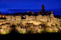 illuminated cityscape of Pitigliano, Tuscany, Italy