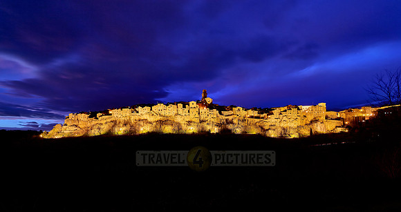 illuminated cityscape of Pitigliano, Tuscany, Italy