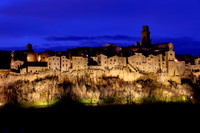 illuminated cityscape of Pitigliano, Tuscany, Italy