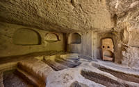 Egritas church with collapsed front wall showing frescos, Ihlara valley
