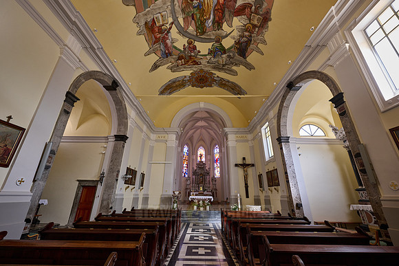 interior shot of Holy Assumption of the Blessed Virgin Mary, Cerkev , Kanal ob Soci