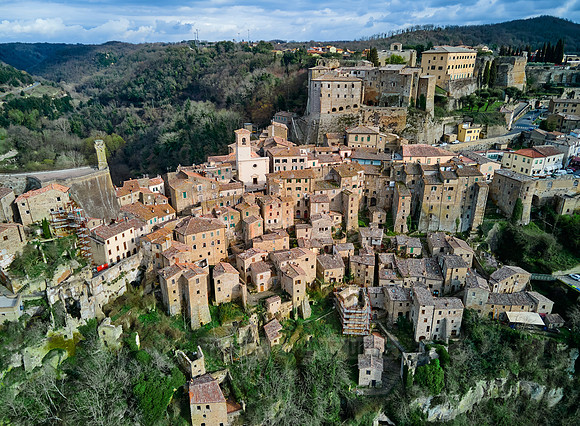 Aerial view of medieval town Sorano
