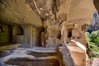 Egritas church with collapsed front wall showing frescos, Ihlara valley