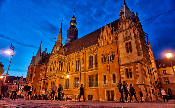 night shot of historical City hall Wroclaw
