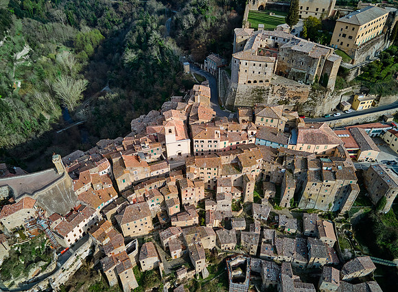 Aerial view of medieval town Sorano