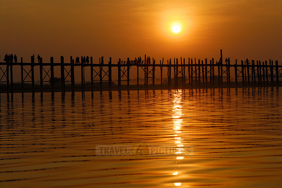 sunset over U Bein Bridge of Mandalay