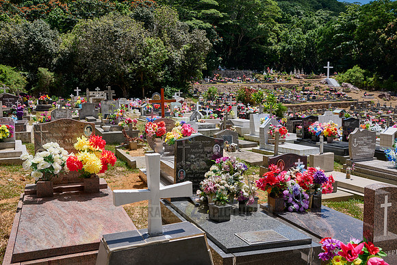 colorful cemetery of La Digue