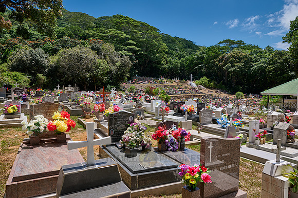 colorful cemetery of La Digue