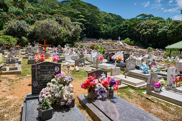 colorful cemetery of La Digue
