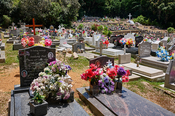 colorful cemetery of La Digue