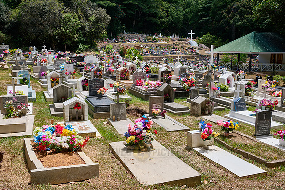colorful cemetery of La Digue