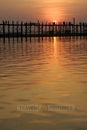sunset over U Bein Bridge of Mandalay
