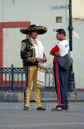 Mariachi musicians meet in the Plaza Garibaldi